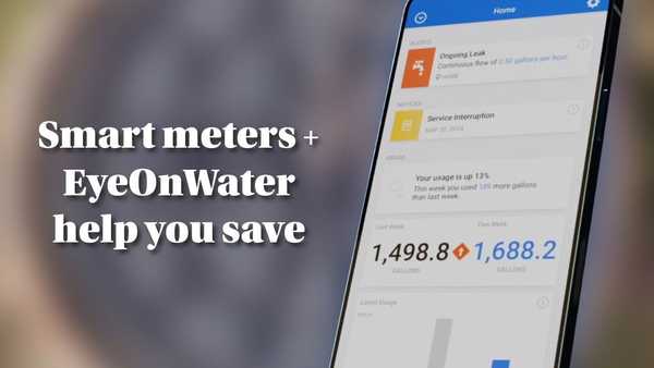 A smart phone with EyeOnWater data showing on the screen